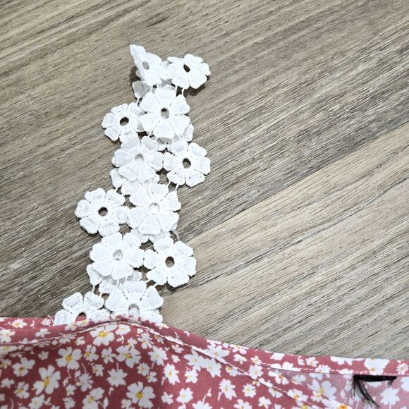 NWOT Shein Curve Women's 4x Floral  Blouse Cold Shoulder Lace Straps Pink - Picture 4 of 4